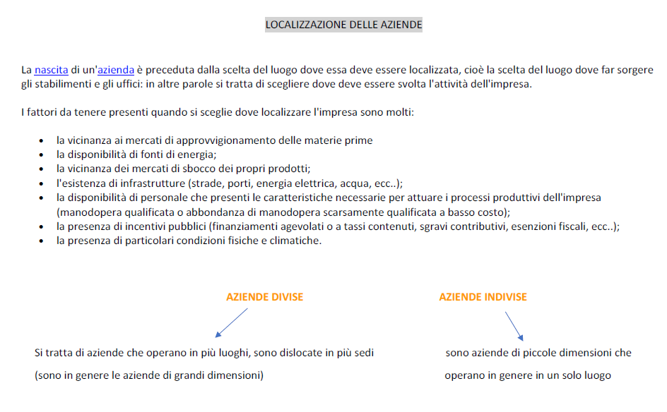 localizzazione delle aziende